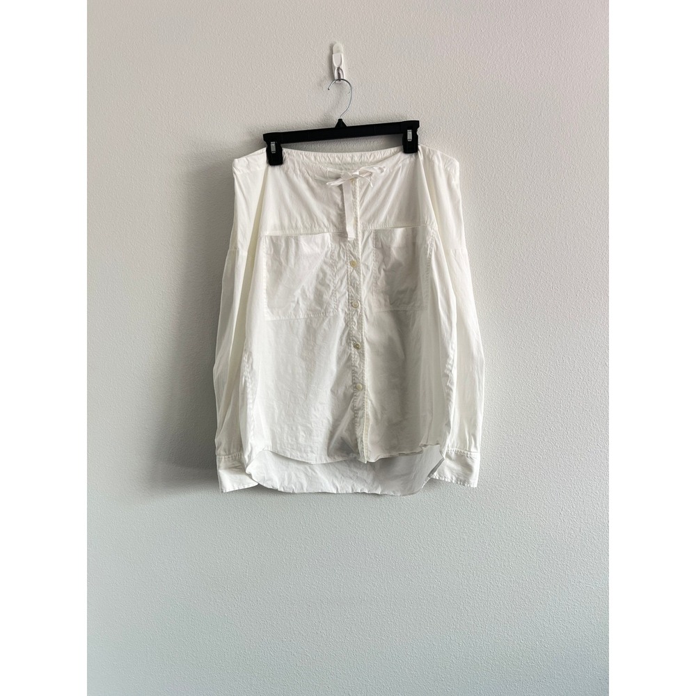 Theory Magena White Over-The-Shoulder Button-Down Shirt S Minimalist Soft Academ
